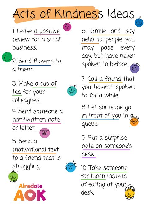 list of acts of kindness for students